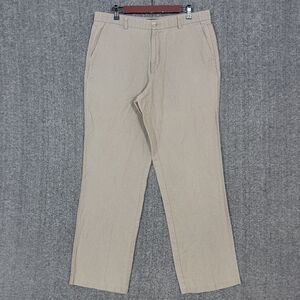 Dockers Premium Pants Mens 35x32* Tan Linen Blend Straight Leg Classic Fit D3